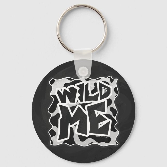 Wild Me Cow Black and White Keychain (Front)