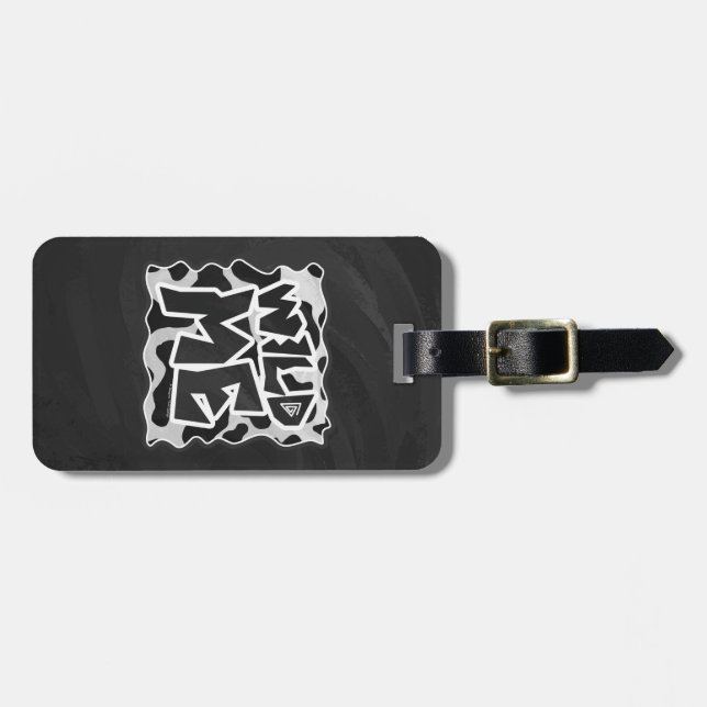 Wild Me Cow Black and White Luggage Tag (Front Horizontal)