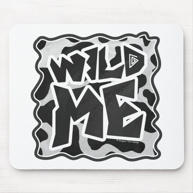Wild Me Cow Black and White Mouse Pad (Front)