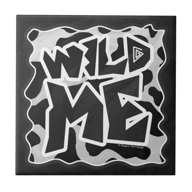 Wild Me Cow Black and White Tile (Front)