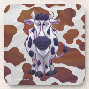 Wild me Cow Brown and White Print Coaster