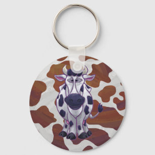 Wild me Cow Brown and White Print Keychain