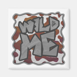 Wild me Cow Brown and White Print Magnet