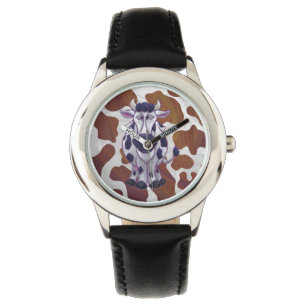 Wild me Cow Brown and White Print Watch