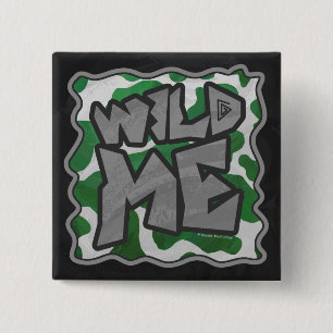 Wild Me Cow Green and White Print 2 Inch Square Button