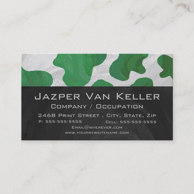 Wild Me Cow Green and White Print Business Card (Front)