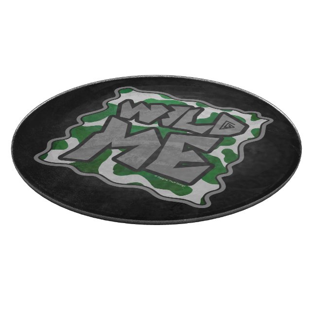 Wild Me Cow Green and White Print Cutting Board (Corner)