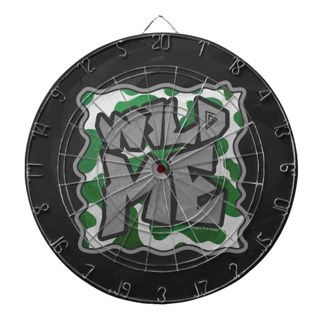 Wild Me Cow Green and White Print Dartboard (Front)