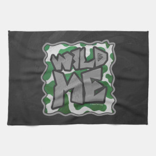 Wild Me Cow Green and White Print Kitchen Towel