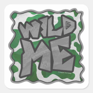 Wild Me Cow Green and White Print Square Sticker