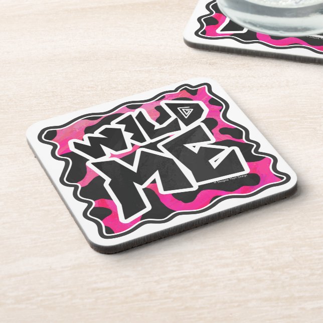 Wild Me Cow Pink and White Coaster (Left Side)