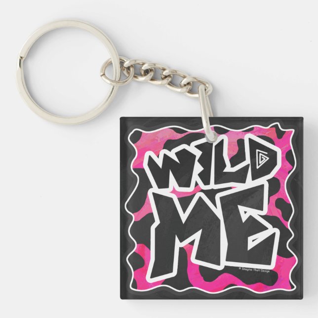 Wild Me Cow Pink and White Keychain (Front)