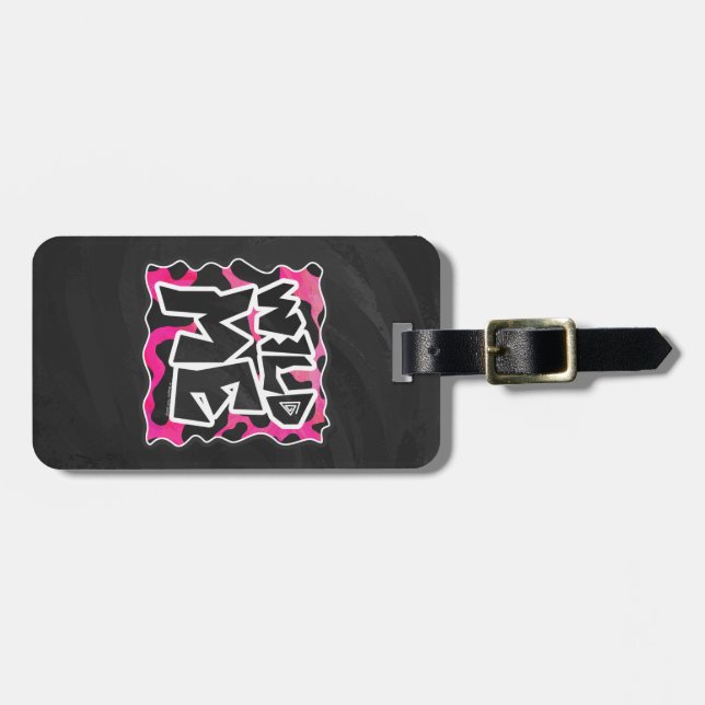 Wild Me Cow Pink and White Luggage Tag (Front Horizontal)
