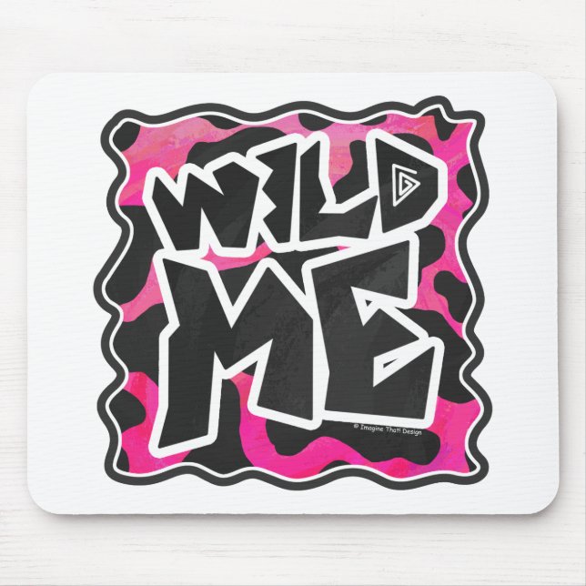 Wild Me Cow Pink and White Mouse Pad (Front)