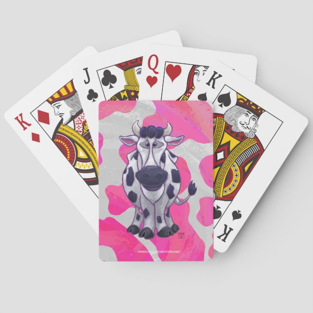 Wild Me Cow Pink and White Playing Cards (Back)