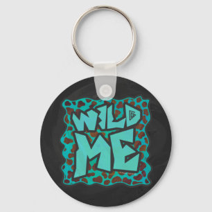 Wild me Dalmatian Brown and Teal Design Keychain