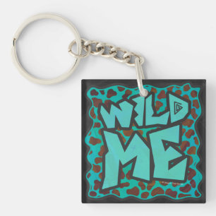 Wild me Dalmatian Brown and Teal Design Keychain