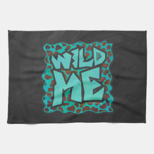Wild me Dalmatian Brown and Teal Design Kitchen Towel