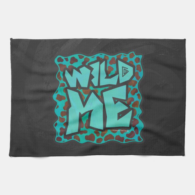 Wild me Dalmatian Brown and Teal Design Kitchen Towel (Horizontal)