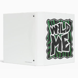 Wild Me Green and Black Zebra Pattern Binder