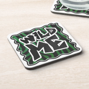 Wild Me Green and Black Zebra Pattern Coaster