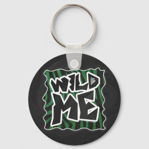 Wild Me Green and Black Zebra Pattern Keychain