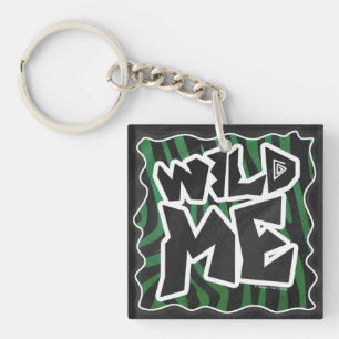 Wild Me Green and Black Zebra Pattern Keychain