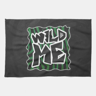 Wild Me Green and Black Zebra Pattern Kitchen Towel