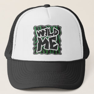 Wild Me Green and Black Zebra Pattern Trucker Hat