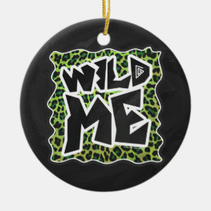 Wild Me Leopard Black and Green Design Ceramic Ornament