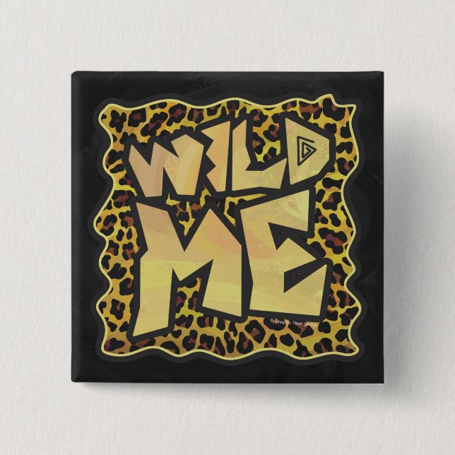 Wild Me Leopard Brown and Yellow Print 2 Inch Square Button (Front)