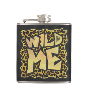 Wild Me Leopard Brown and Yellow Print Hip Flask