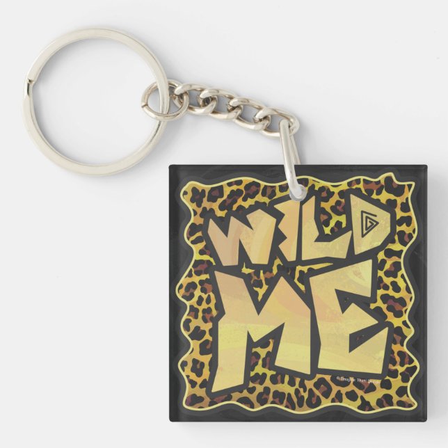 Wild Me Leopard Brown and Yellow Print Keychain (Front)