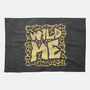 Wild Me Leopard Brown and Yellow Print Kitchen Towel