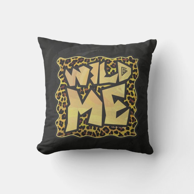 Wild Me Leopard Brown and Yellow Print Throw Pillow (Front)