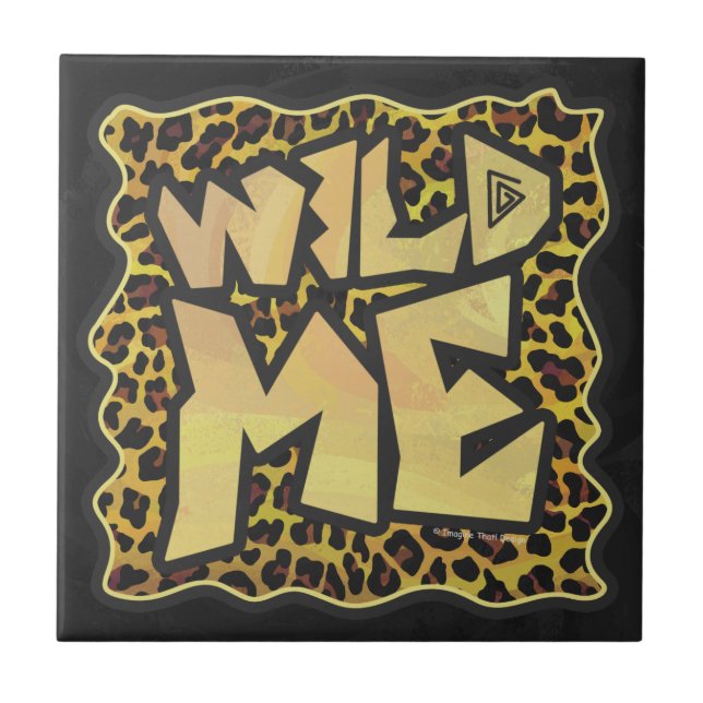 Wild Me Leopard Brown and Yellow Print Tile (Front)