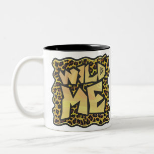 Wild Me Leopard Brown and Yellow Print Two-Tone Coffee Mug