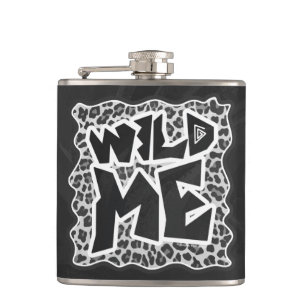 Wild Me Leopard White and Black Hip Flask