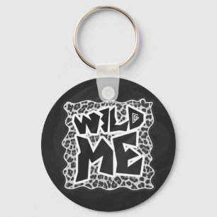 Wild Me Leopard White and Black Keychain