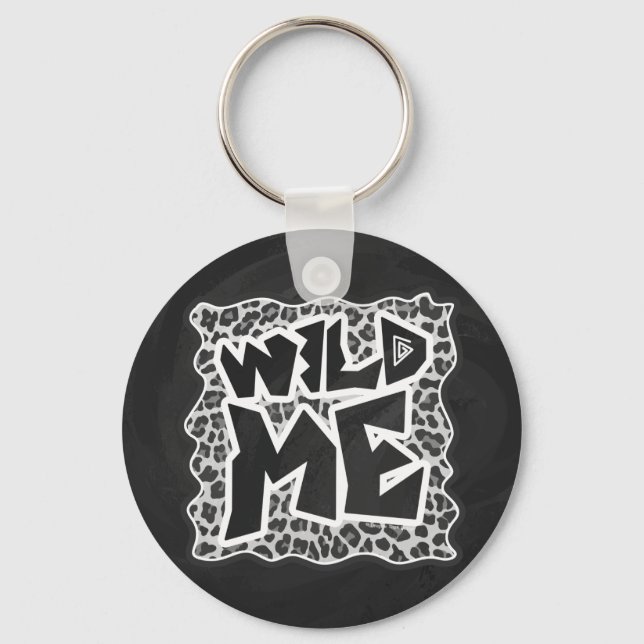 Wild Me Leopard White and Black Keychain (Front)