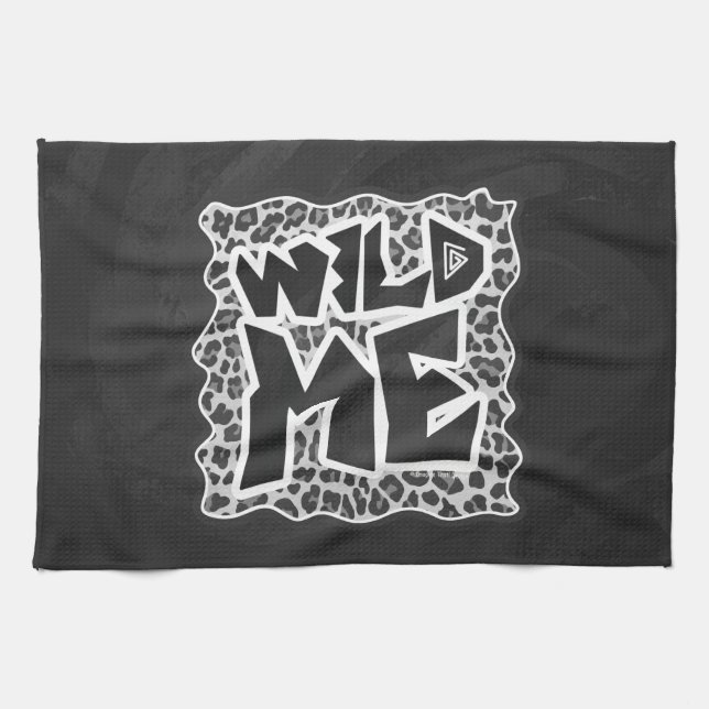 Wild Me Leopard White and Black Kitchen Towel (Horizontal)