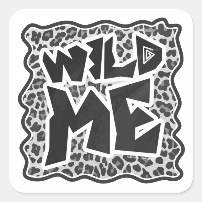 Wild Me Leopard White and Black Square Sticker (Front)