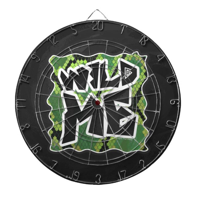 Wild Me Snake Black and Green Print Dartboard (Front)
