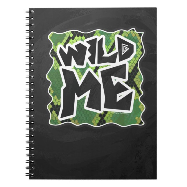 Wild Me Snake Black and Green Print Notebook (Front)