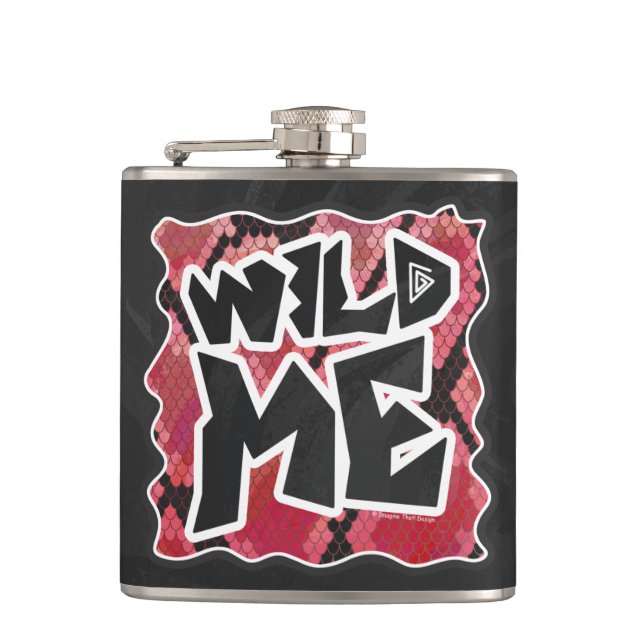 Wild Me Snake Black and Red Print Hip Flask (Front)