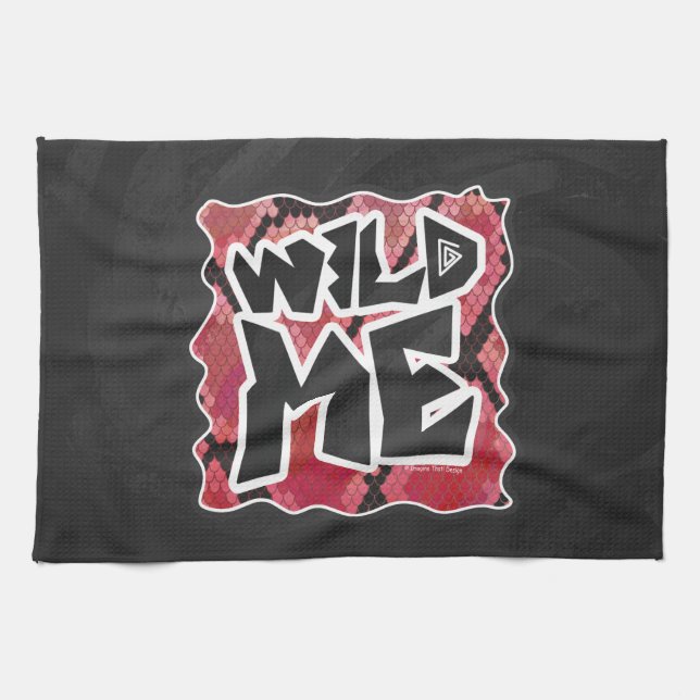 Wild Me Snake Black and Red Print Kitchen Towel (Horizontal)
