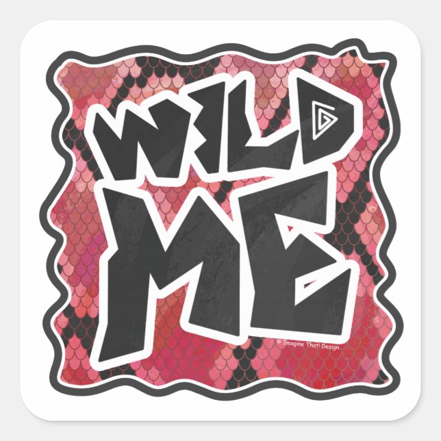Wild Me Snake Black and Red Print Square Sticker (Front)