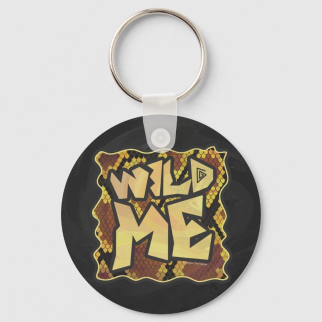 Wild Me Snake Brown and Gold Print Keychain (Front)