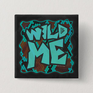 Wild Me Snake Brown and Teal Print 2 Inch Square Button