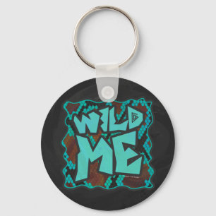 Wild Me Snake Brown and Teal Print Keychain